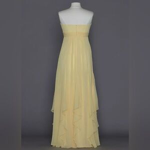 David’s Bridal Strapless Crinkle Chiffon Dress Godets, Style#F14865-ButterYellow